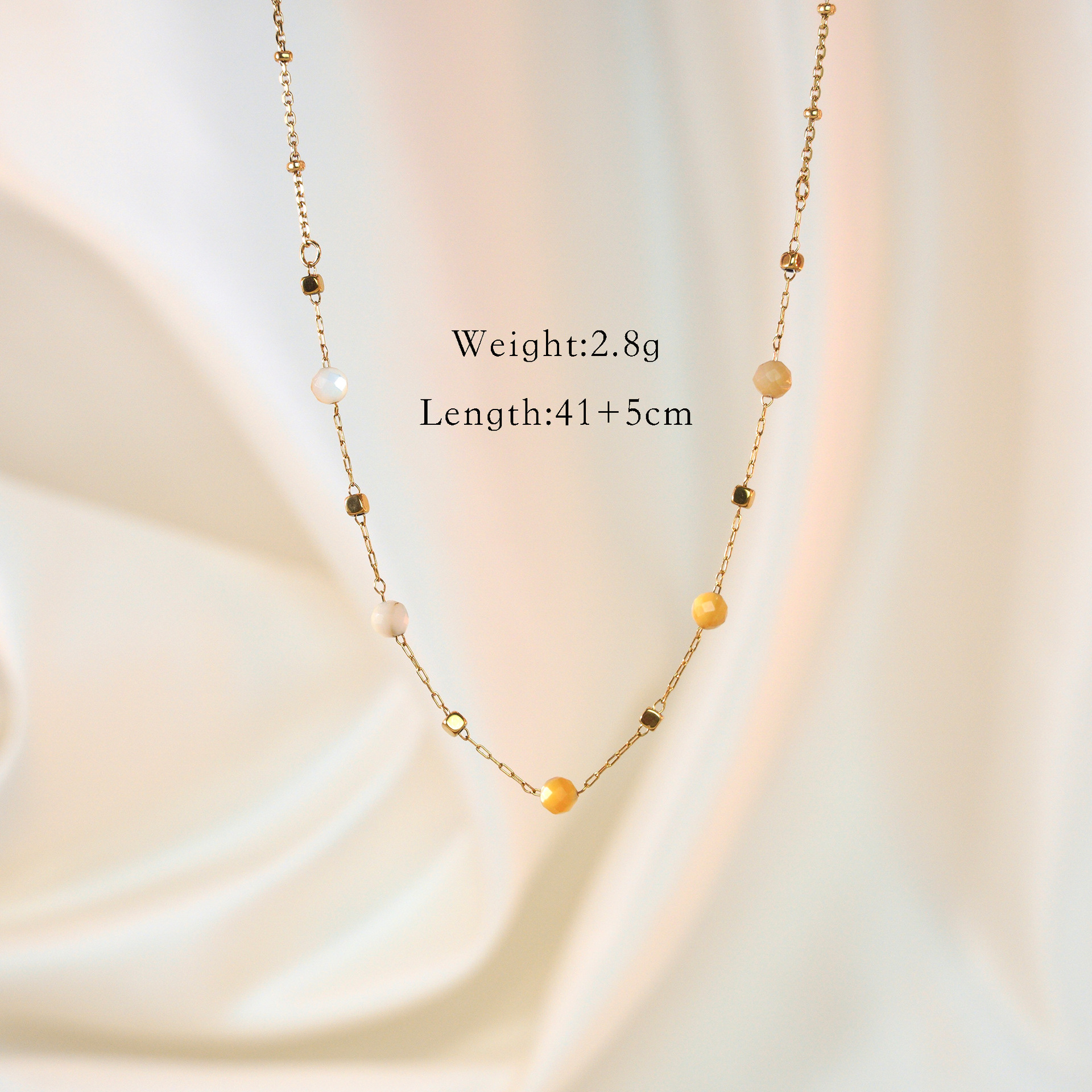 Plating Design Simple Style Geometric Natural Stone Titanium Steel Necklace In Bulk