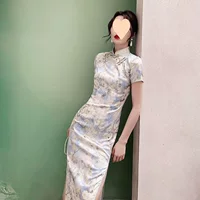 Облегающее платье Cheongsam во французском стиле, новое элегантное ретро-китайское длинное утягивающее платье улучшенной версии для молодых девушек