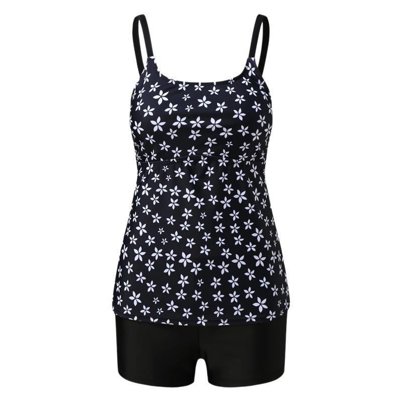 Tankini badpak met bloemenprint en shortje voor dames in grote maten - Comfortabele en stijlvolle badkleding voor vrouwen_voghion.com