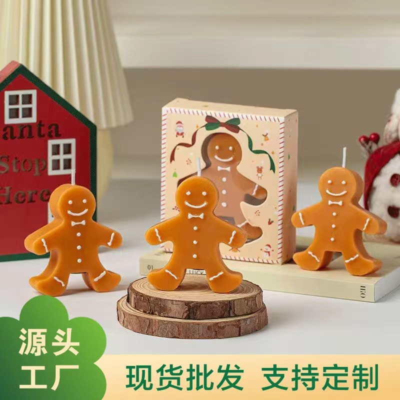 ジンジャーブレッドマンアロマセラピークリスマスキャンドルギフトキャンドル漫画スタイルワックスフレグランス雰囲気装飾装飾品お土産|undefined