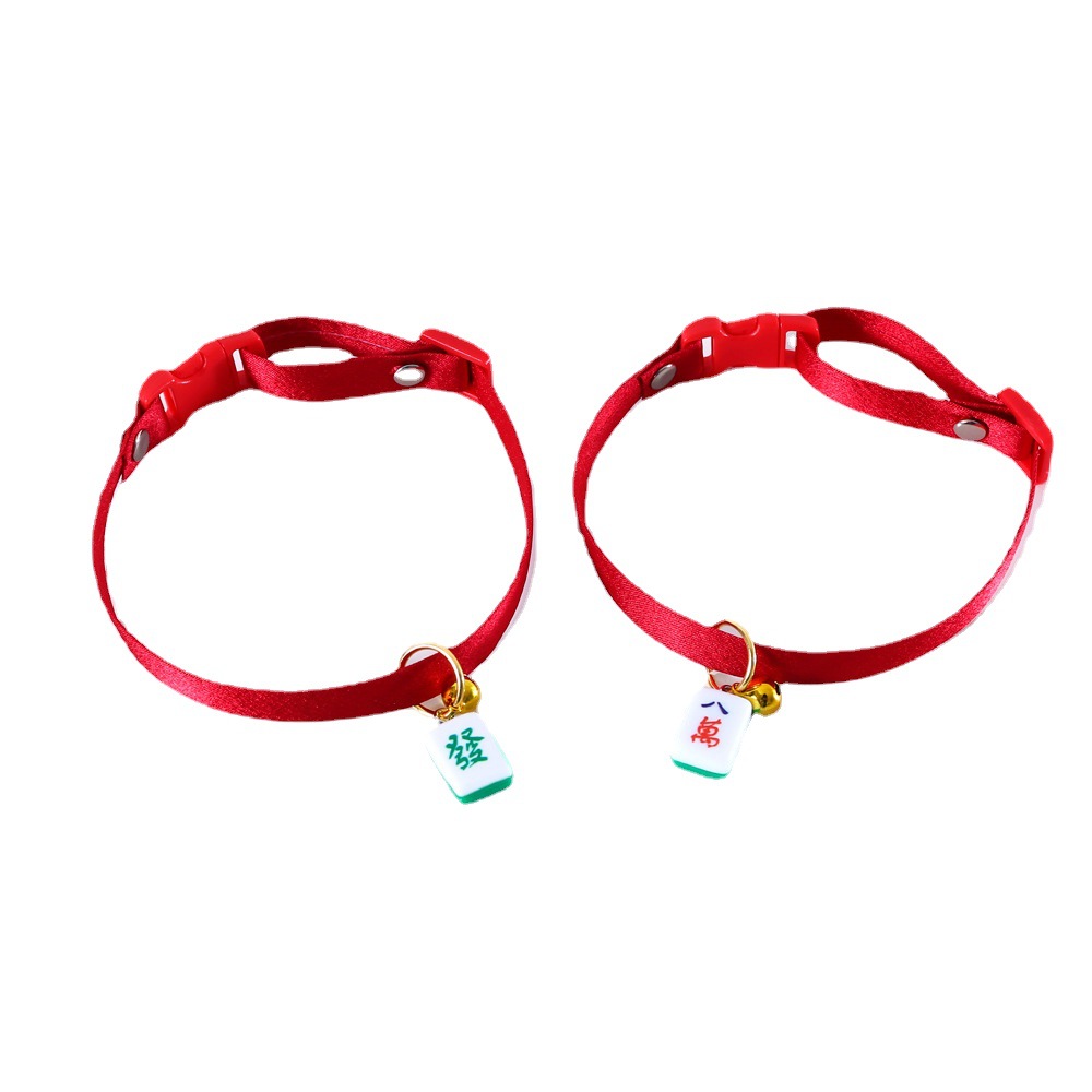 Mascotas gatos Teddy perros conejos cuerda roja mahjong palabras ajustables collar de campanas de Año Nuevo accesorios collar