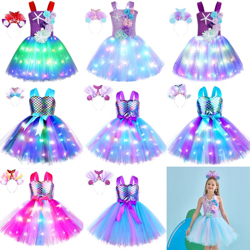 Glowing Mermaid Suit Ariel Led Dress Night Light Show Stage Performance Costume Holiday Party Wear