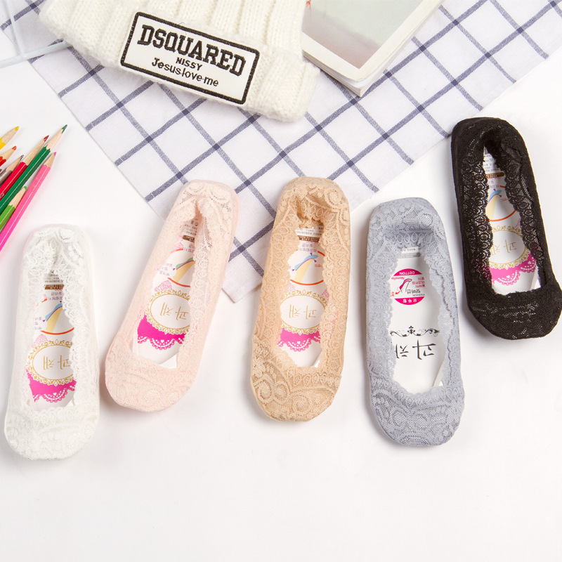 New ice silk boat Socks South Korea summer thin lace invisible socks low-cut slip silicone anti-foot socks for women
