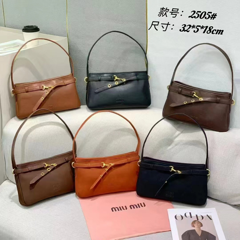 Miu Miu 2025 New High-End Vintage Large-Capacity Fashion Commuter Single Shoulder Crossbody Retro Handbag for Women
