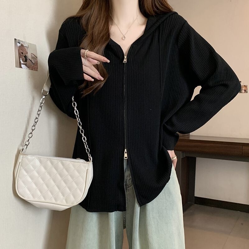 Double-zipper hooded cardigan sweatshirt, spring and autumn thin style, new loose fit, plus size, unique design, niche hoodie, long-sleeved top Double-zipper hooded cardigan sweatshirt, spring and autumn thin style, new loose fit, plus size, unique design, niche hoodie, long-sleeved top