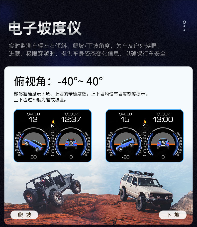 3.5inch Car-Mounted Hud Head-Up Display Obd2+Gps+Slope Meter Three-In-One Lcd Display Powered by Obd