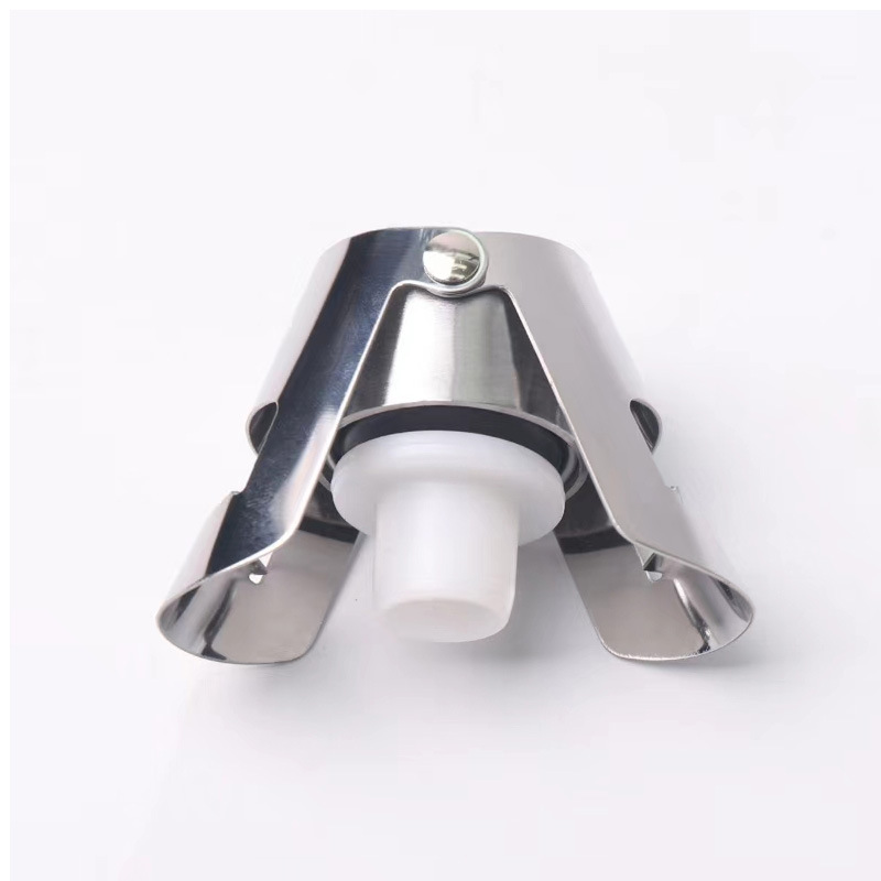 은색 광택 스테인레스 스틸 샴페인 스토퍼 - 긴 캡