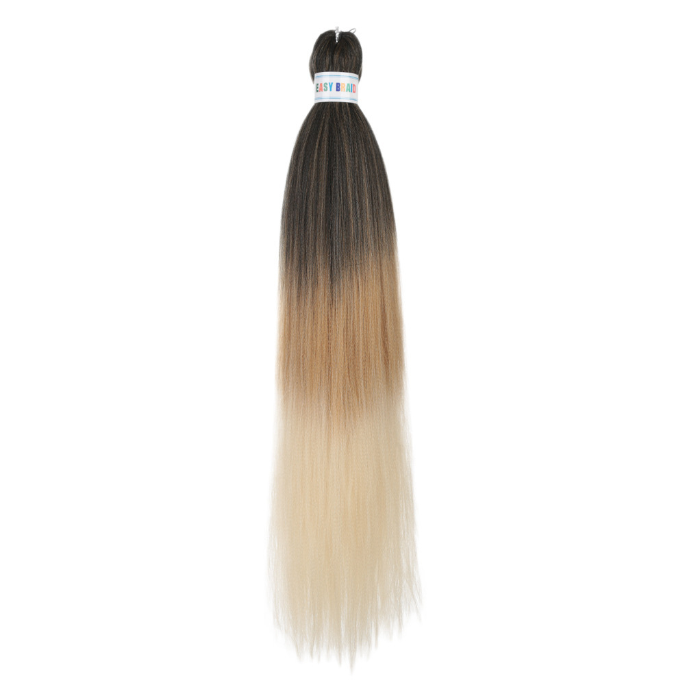 Trenzas fáciles de hacer de 26 pulgadas, cabello sintético colorido, trenzas grandes EZ, fibra sintética de baja temperatura, color degradado, cabello largo y liso.