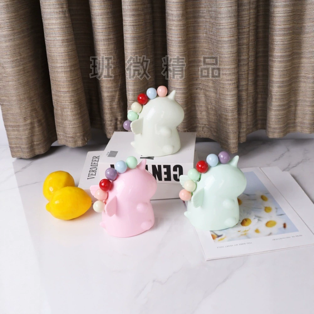 Милый набор для хранения вилок для фруктов с единорогом, красивый милый керамический ящик для вилок для фруктов, бытовая вилка для фруктов из нержавеющей стали