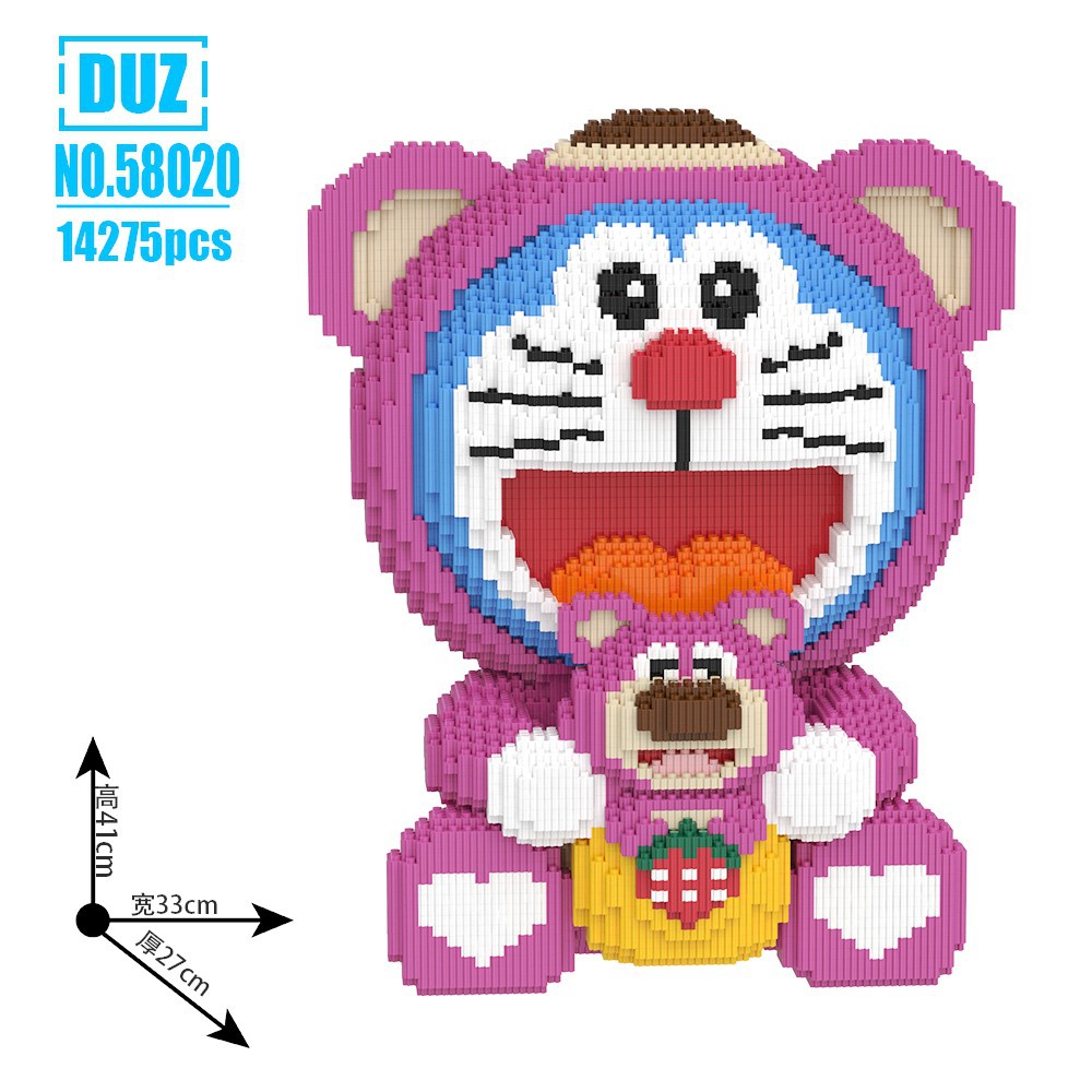 Mochila fresa oso ensamblado serie bloques de construcción juguetes educativos para niños niñas regalo cumpleaños adornos