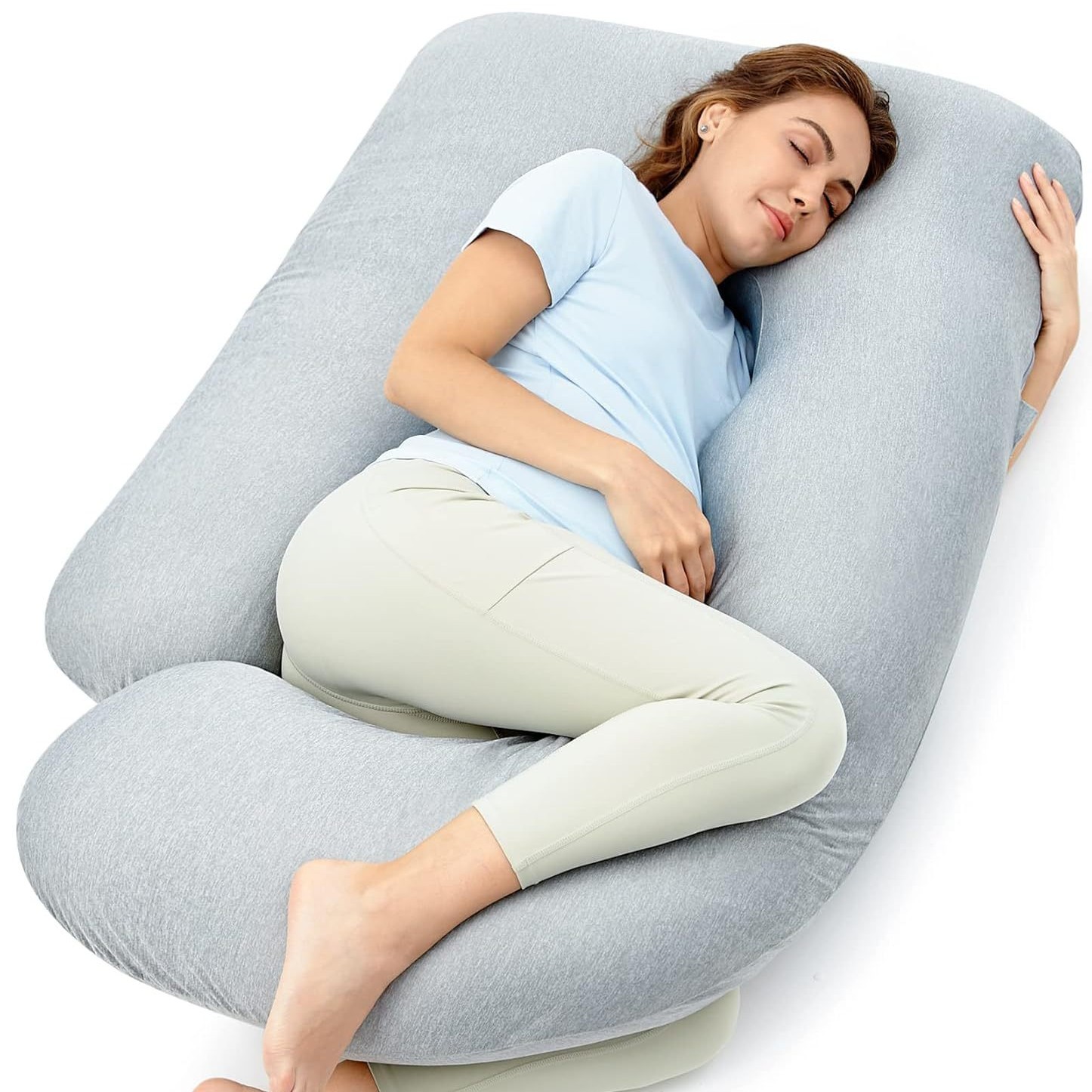 Almohada transfronteriza en forma de U, almohada para dormir lateral para mujeres embarazadas en forma de G, almohada multifuncional para la cintura, almohada para todo el cuerpo, extraíble, suministro directo de fábrica