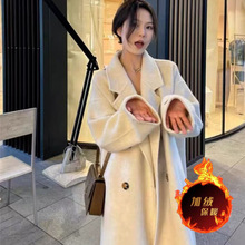 高级感燕麦色毛呢大衣女秋冬季小个子韩系中长款加绒加厚呢子外套