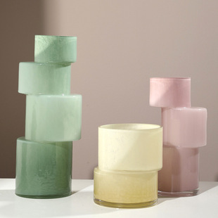 Irregular wrong color bamboo colored glass vase decoration simple ins home hallway living room decoration flower decoration