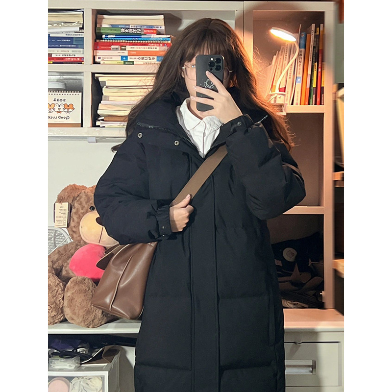 Central Academy of Drama Entrance Exam down Cotton Jacket 2025 New Loose Extended Thickened Winter Cotton Jacket over the Knee Cotton Jacket for Women