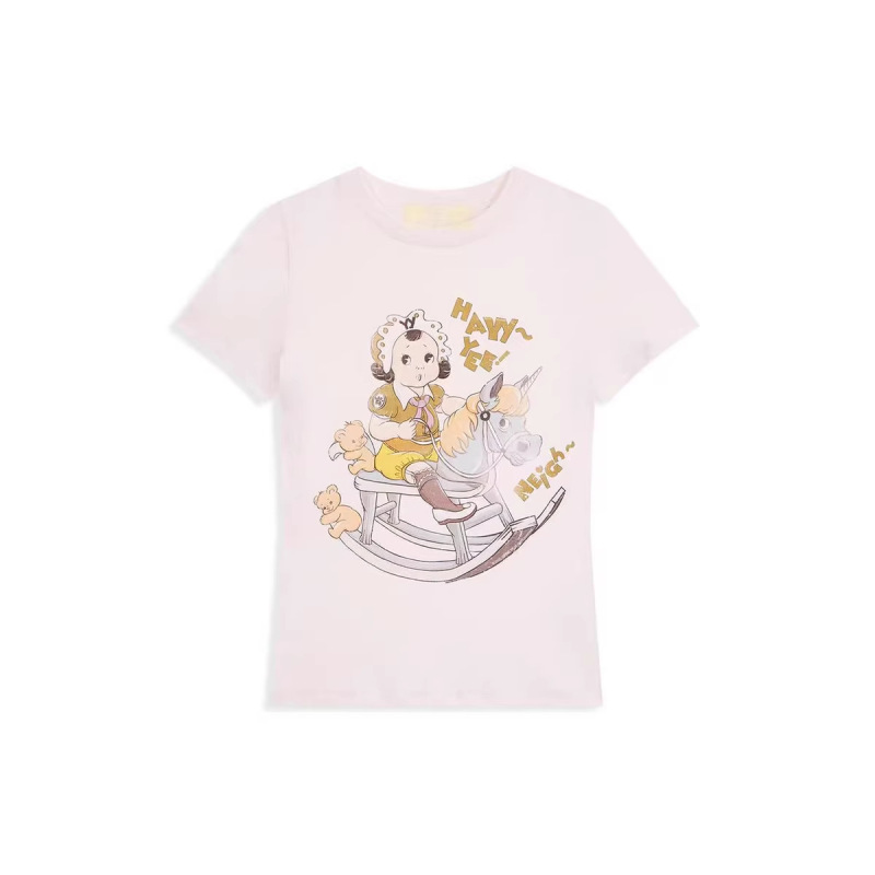 Yb Pre-Order Dyed Fabric 26 Early Spring New Style Yy Rock Baby Short-Sleeve T-Shirt Versatile Base Shirt Round Neck Top for Women Yb Pre-Order Dyed Fabric 26 Early Spring New Style Yy Rock Baby Short-Sleeve T-Shirt Versatile Base Shirt Round Neck Top for Women