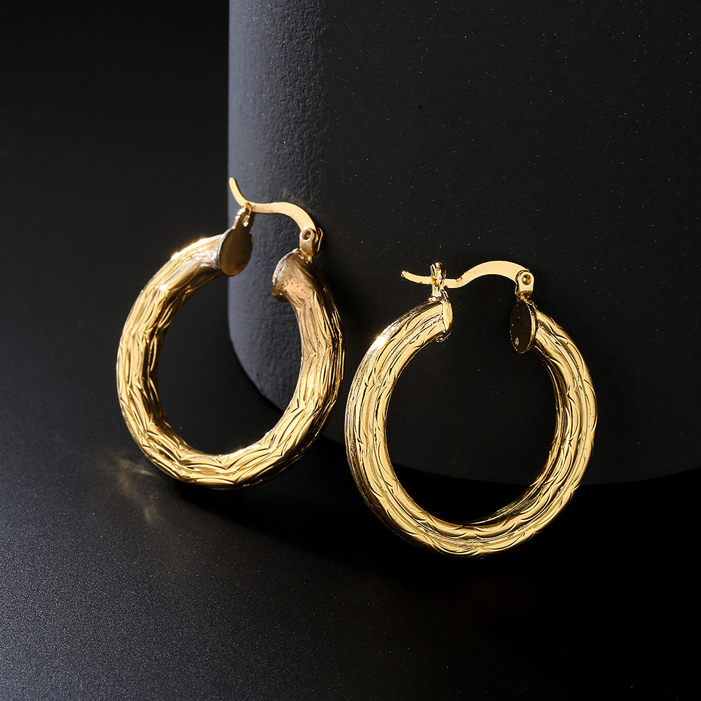 Fashion Pattern Round Geometric Copper Plated 18k Gold Earrings display picture 1