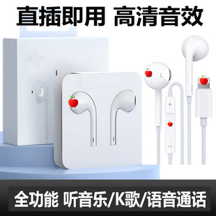 Suitable for Apple Wired Headphones 14/13/12/11/X Mobile Phones with Lightning Flat Head for Karaoke Live Streaming