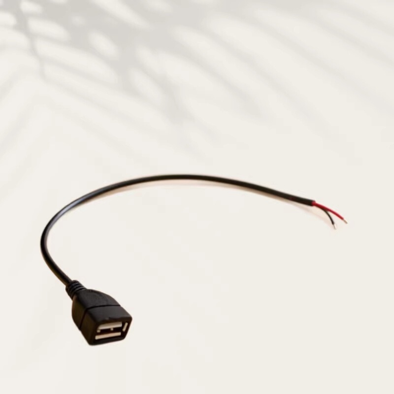 USB Female Power Cable 30cm Battery Box Solar Energy 2-Core Charging Single Head with High Tin Content, Favorable Price a Female Semi-Finished Product