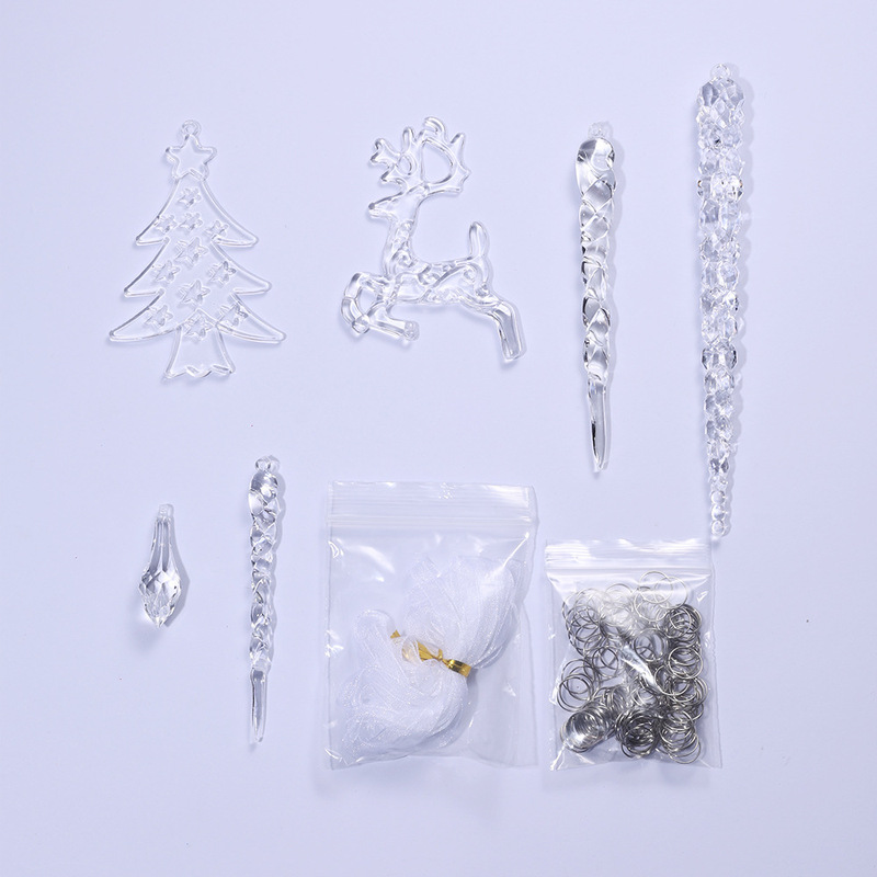 アイスストリップヘラジカクリスマスツリーウォータードロップアクリルアイスピックセットクリスマスツリーペンダント装飾品30個セット|undefined