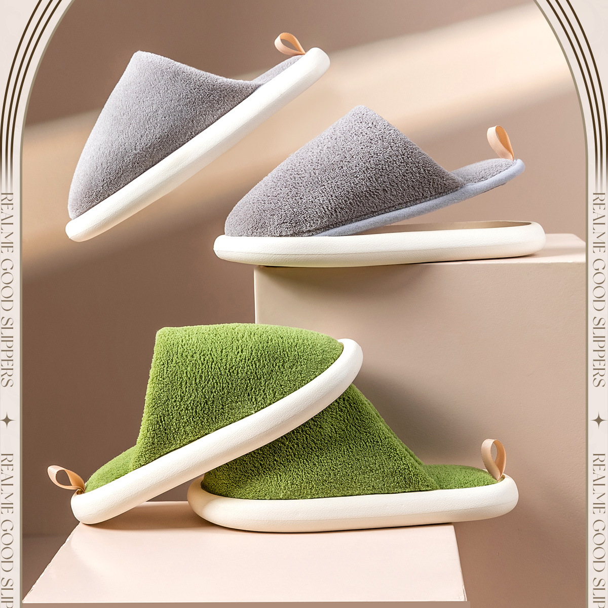Unisex Casual Basic Solid Color Round Toe Cotton Slippers display picture 1
