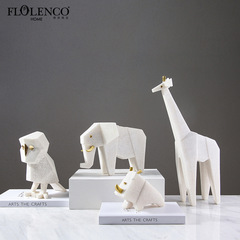 北歐輕奢家居砂岩長頸鹿動物小擺件創意樣板房客廳軟裝桌面工藝品