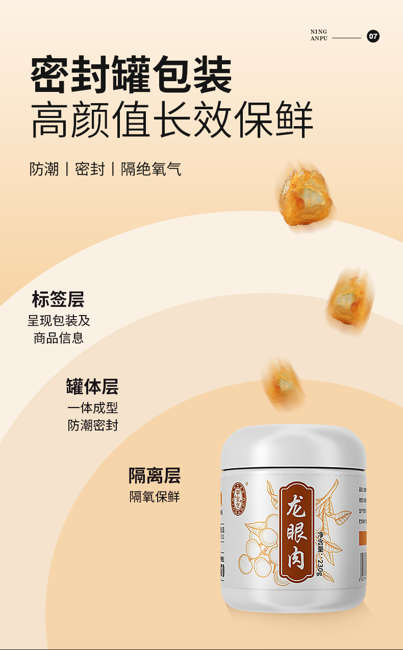 Dried Longan Flesh Seedless Guiyuan Gan 230g Jar Ning'an Bao specifications