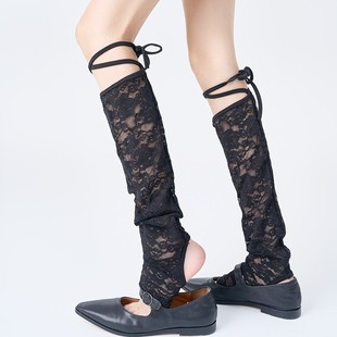 South Korea Dongdaemun Same Style Spring and Summer Thin Socks Cover Women's Lace Ballet Style Strap Calf Pile Stockings Ins