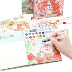 クロスボーダー子供用水彩ぬりえ絵本固形ぬりえ絵本には顔料が付属しています落書き手描きDIY絵画ぬりえ
