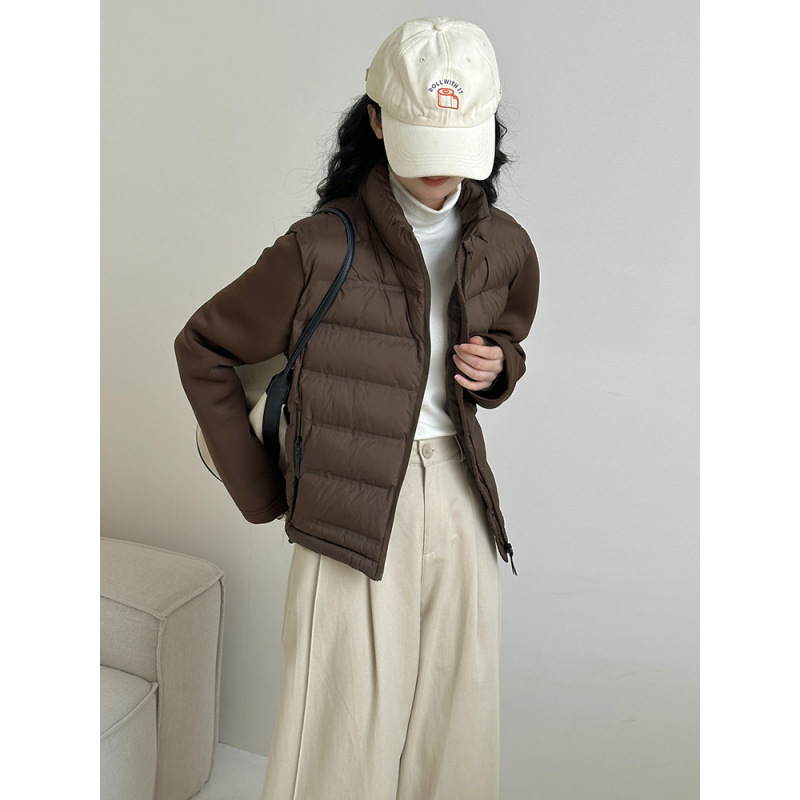 유럽과 미국의 가을 및 겨울 새로운 다운 코튼 패딩 재킷 여성용 재킷 스티칭 칼라 코튼 패딩 재킷 캐주얼 올 매치 코튼 패딩 재킷