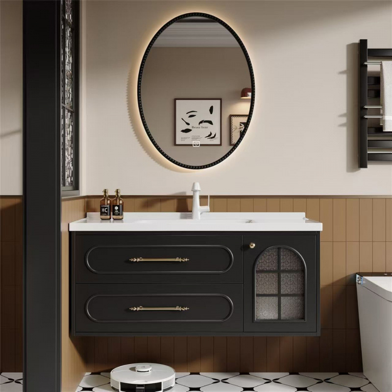 French oak door vintage bathroom cabinet combination with integrated washbasin, washstand, and ceramic bathroom fixtures French oak door vintage bathroom cabinet combination with integrated washbasin, washstand, and ceramic bathroom fixtures