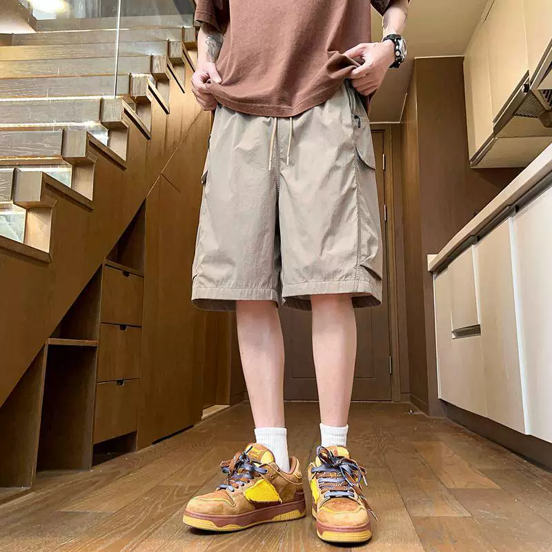 Шорты-карго мужские уличные летние свободные тонкие модные брендовые стильные дышащие повседневные брюки с пятью точками