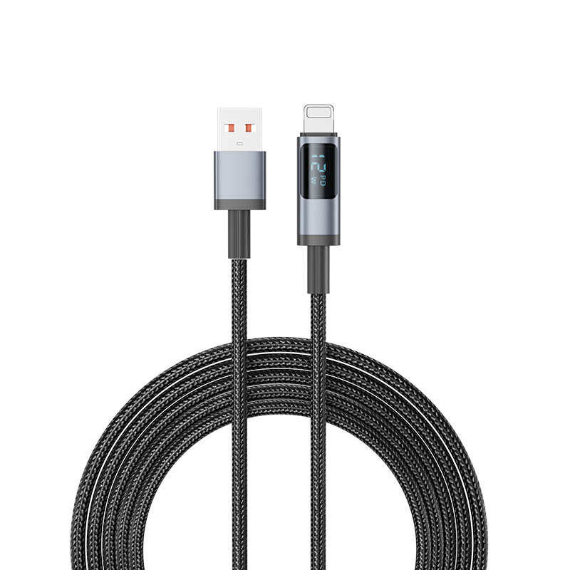 Cable de Datos Digital de Carga Rápida 100W 66W Type-C Tejido con Visualización Digital
