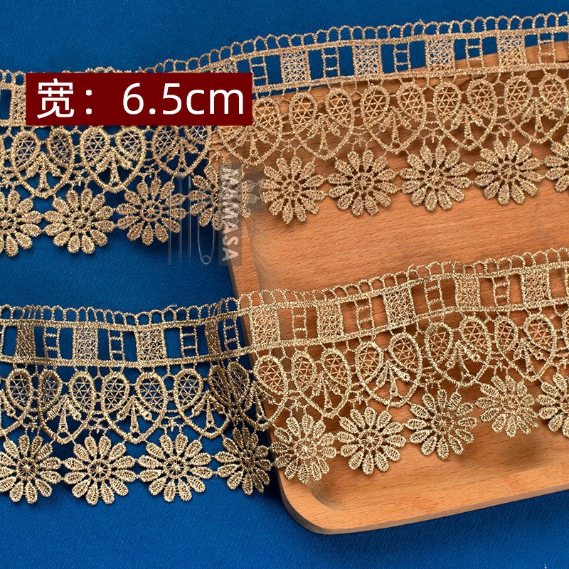 hilo de oro bordado soluble en agua rosa oro encaje encaje DIY ropa hecha a mano lolita accesorios fabricantes al por mayor