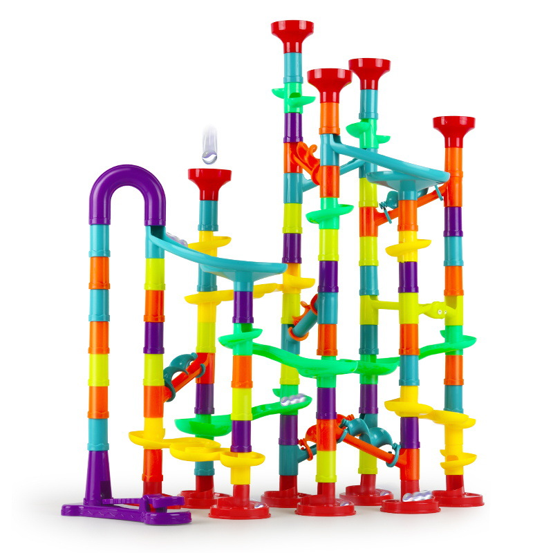Transfronterizo tiktok catapulta bola pista montaje insertar juguete bloques de construcción variedad bricolaje conjunto diapositiva combinación traje