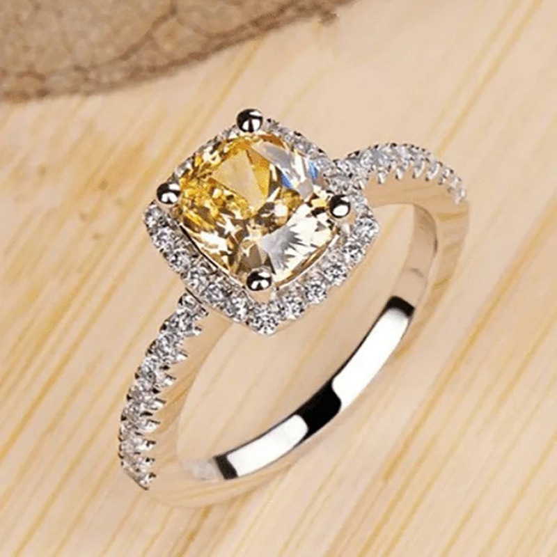 Ebay Popular Diamond Square Zircon Ring European and American Fashion Artificial Diamond Zircon Wedding Ring Elegant Bride