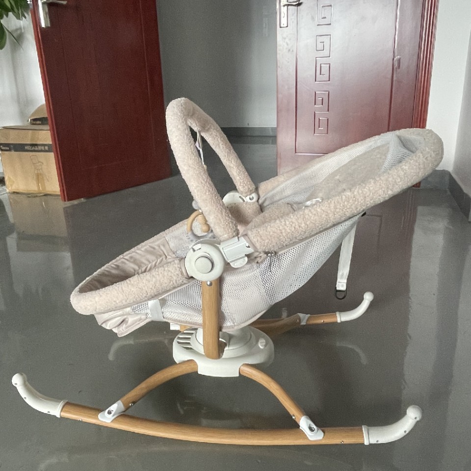 Baby Wood-Grain Rocking Chair, Adjustable and Washable, Suitable for Sitting and Lying, Children's Soothing Chair, Rocking Bed, Portable