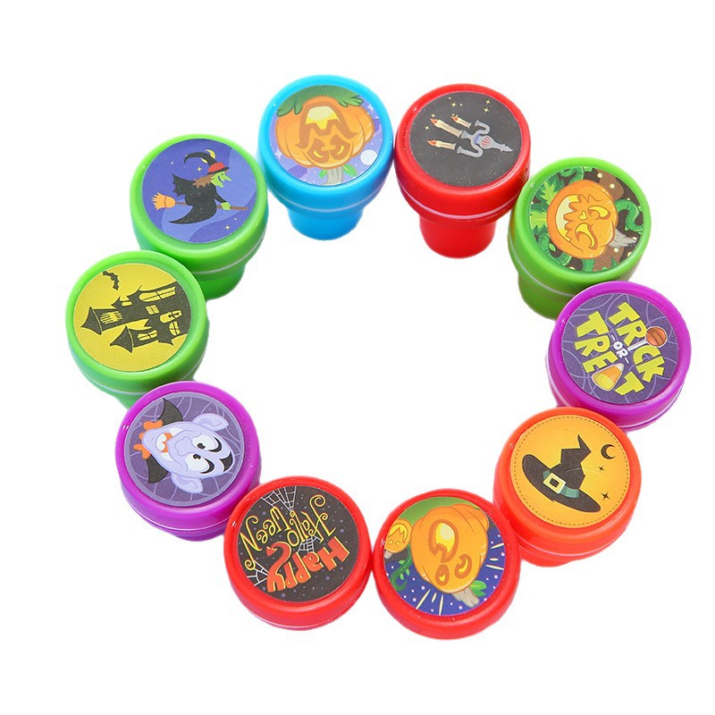 Nuevo patrón de dibujos animados lindo sello Halloween patrón de plástico de secado rápido para niños juguete cilíndrico sello traje