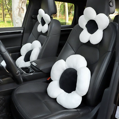 Flower car headrest neck pillow creative plush car seat pillow comfortable pillow small fresh car supplies