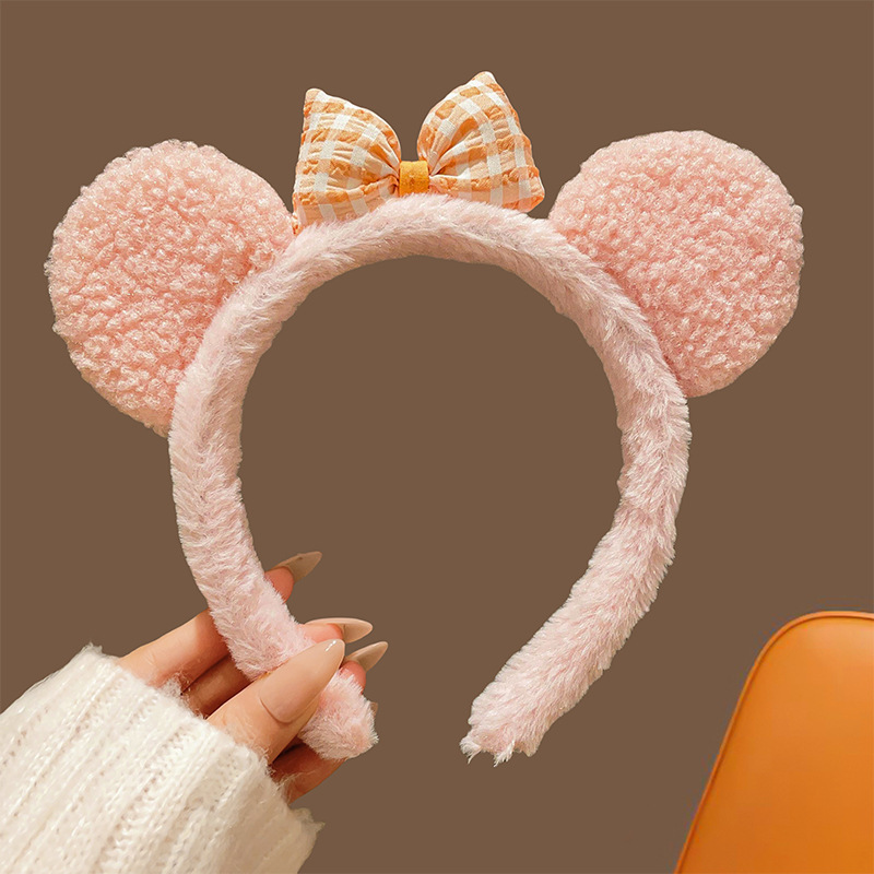 Nuevo hermoso amor tridimensional oso cabello red de peluche rojo dibujos animados orejas lavar la cara cabello red adornamiento para el cabello rojo al por mayor