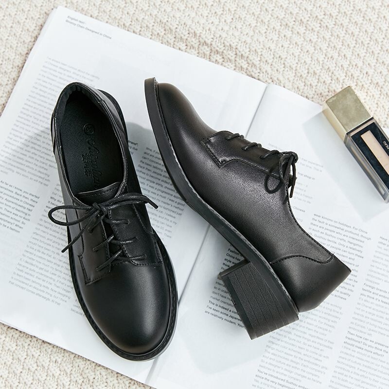 Brand Special Offer: Women's Genuine Leather Shoes, 2025 Spring New Model, Lace-Up Soft Sole Small Leather Shoes, Versatile Soft Leather Women's Shoes