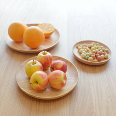 Rubber wood solid wood tray Japanese tableware salad bowl with engraved LOGO retro fruit plate bread plate snack plate