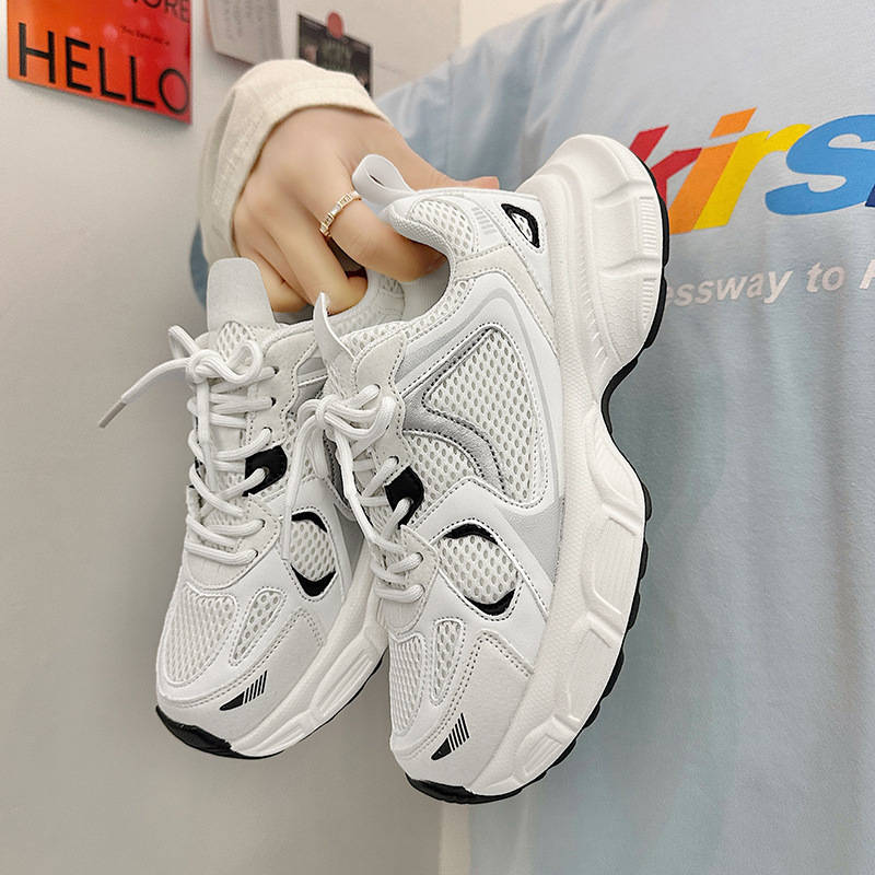 Couple 2023 new fashion casual sneaker spring and autumn lightweight versatile thick-soled clunky shoes breathable single-layer shoes