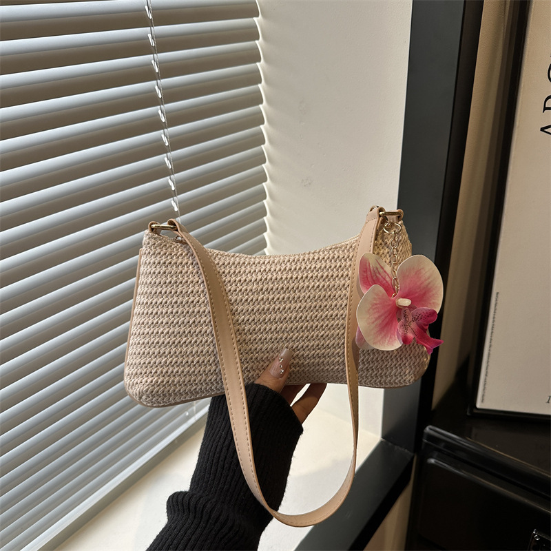 Bolsa de hombro de paja de mujer 2026 bolsas de verano de alta calidad bolsas de vacaciones bolsas de hombro de brazo bolsas de mujer