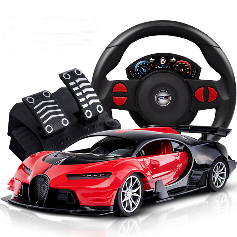 Portable gift box] steering wheel remote control car 1:16 charging four-way high-speed car gravity induction electric toy
