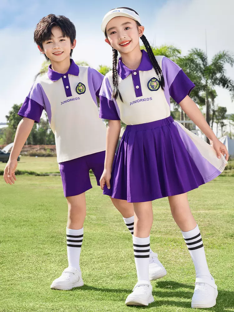 夏季小学生校服毕业照班服短袖套装儿童学院夏天一年级幼儿园园服