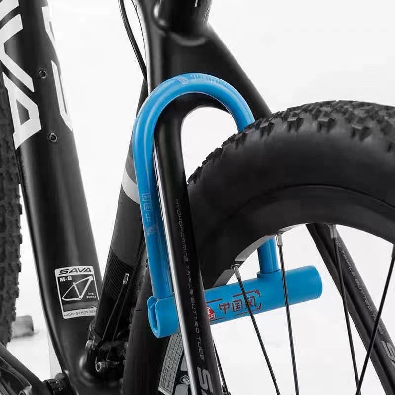 Cerradura de bicicleta tarjeta dorada 607 bicicleta u-lock antirrobo bicicleta de montaña portátil cerradura fija de equitación image 3