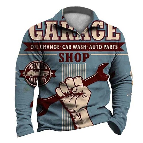Cross-border E-commerce: Men's Zip-Up Sports Pullover with 3D Printing, Personalized Long-Sleeved T-Shirt in European and American Style