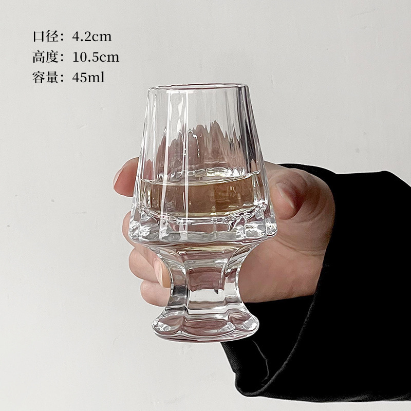 Copa de olor de whisky Copa de degustación de rayas francesas Copa de degustación de cristal grueso Copa de vino de lujo ligero de alta gama Copa de mercado