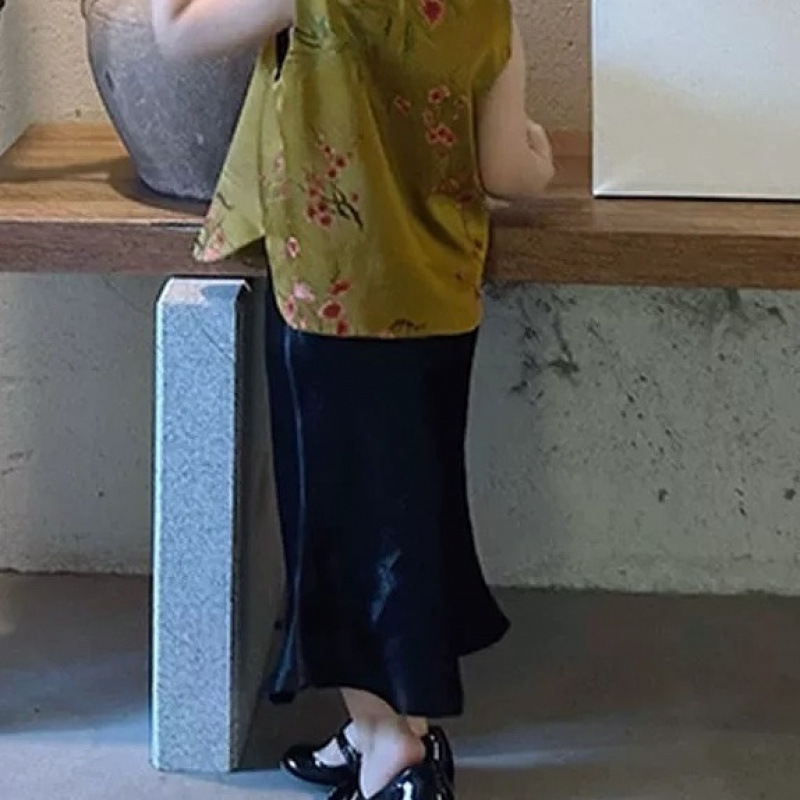 女童中式夏季新款套装2025儿童国风马甲上衣小女孩夏季半身裙两件|undefined