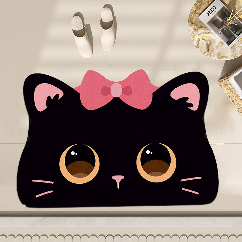 Cat Bathroom Floor Mat Special-Shaped Cute Diatom Mud Water-Absorbent Quick-Drying Home Bathroom Door Bath Non-Slip Floor Mat
